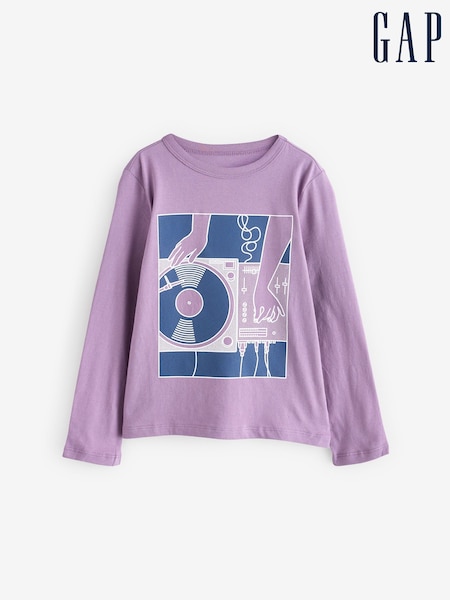 Gap Purple Long Sleeve Crew Neck Graphic T-Shirt (4-13yrs) (AU2933) | €13