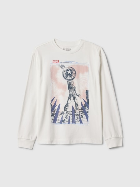 Gap White Captain America Marvel Graphic Long Sleeve T-Shirt (4-13yrs) (AU2945) | €24