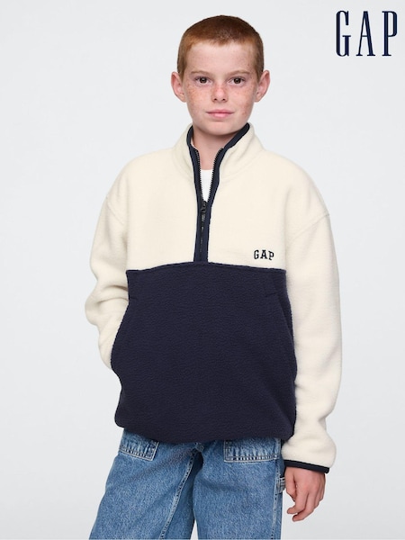 Cream - Gap Sherpa Logo Half-Zip Pullover Fleece (4-13yrs) (AU2947) | € 39