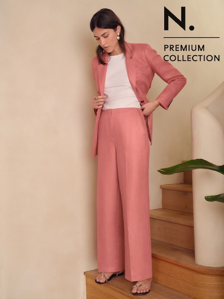 Pink N Premium 100% Linen Wide Leg Trousers (AU2957) | €81