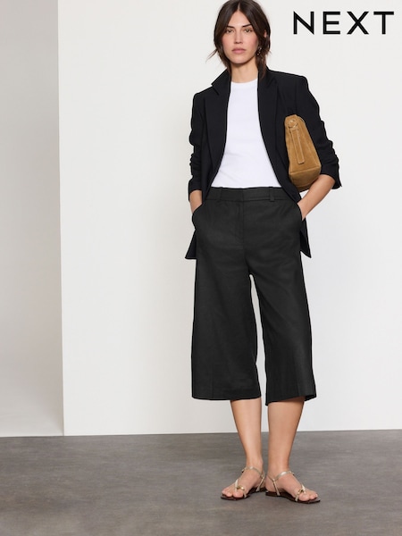 Черный - Linen Rich Tailored Jort Shorts (AU2968) | €36