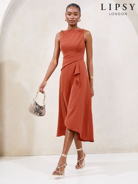 Lipsy Wrap Metal Trim Fit And Flare Midi Dress (AU2977) | €105