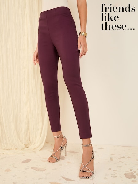 Friends Like These Berry Red Sculpting Stretch Slim Trousers (AU3144) | ₪131