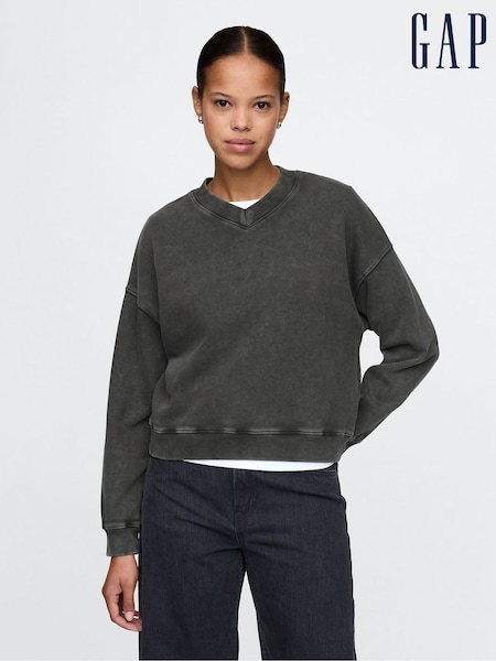 Gap Black Vintage Oversized  V-Neck Sweatshirt (AU3158) | €31