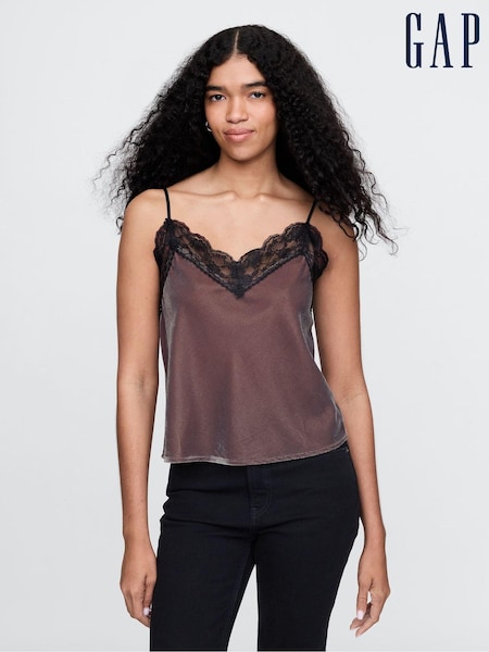 Gap V-Neck Velvet Lace-Trim Cami Top (AU3162) | €63