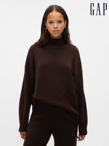 Gap Brown CashSoft Mock Neck Ribbed Knit Jumper (AU3168) | €27
