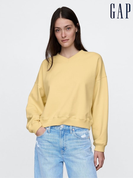 Gap Yellow Vintage Oversized  V-Neck Sweatshirt (AU3176) | €59