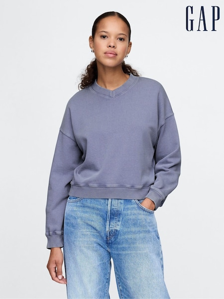 Sininen - Gap Vintage Oversized V-kaula-aukko Collegepaita (AU3180) | €71