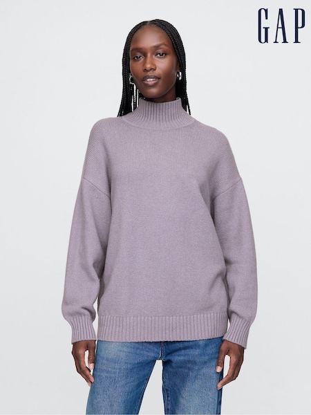 Paars - Gap CashSoft trui met geribde opstaande kraag (AU3182) | € 61