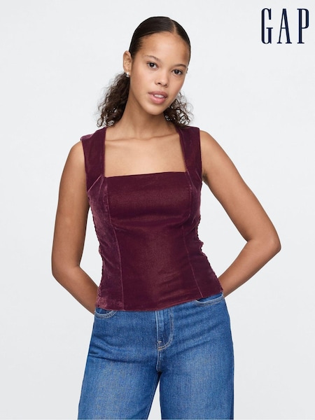Gap Red Velvet Square-Neck Cropped Top (AU3183) | €37