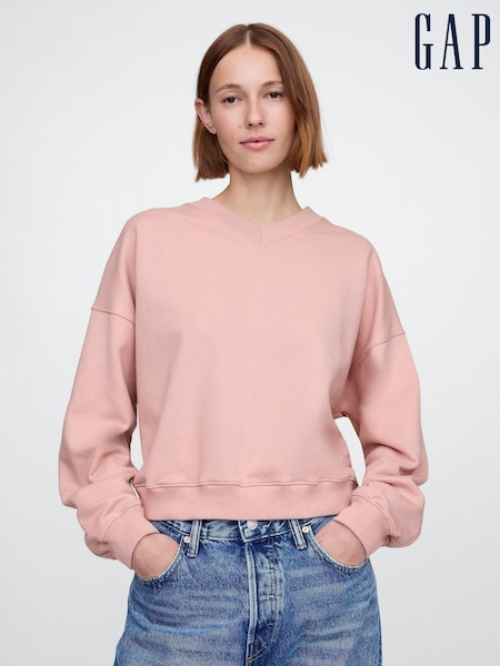 Gap Pink Vintage Oversized  V-Neck Sweatshirt (AU3185) | €31