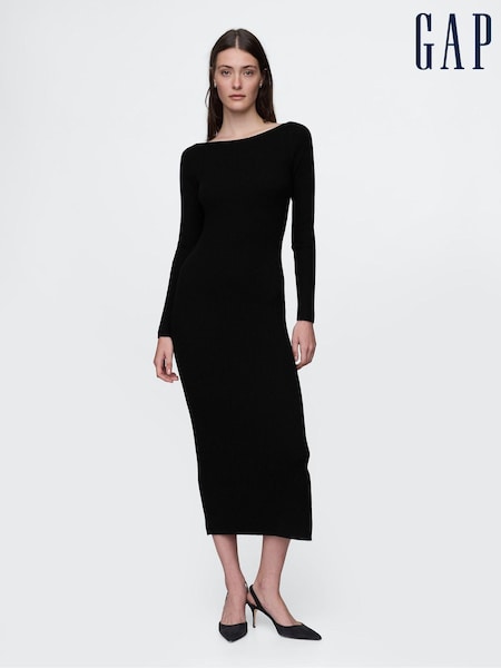 Gap Black Boatneck Rib Midi Jumper Dress (AU3187) | €52
