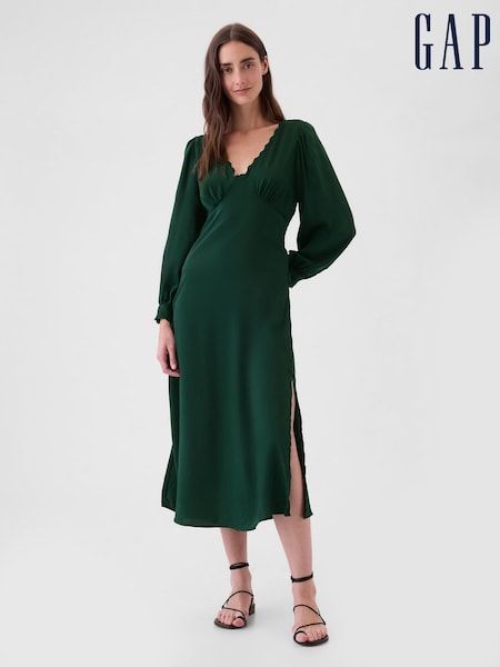 Gap Green Satin Empire Midi Dress (AU3188) | €41
