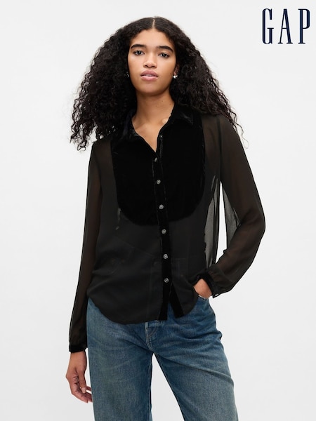 Gap Black Classic Velvet Oversized Shirt (AU3191) | €27