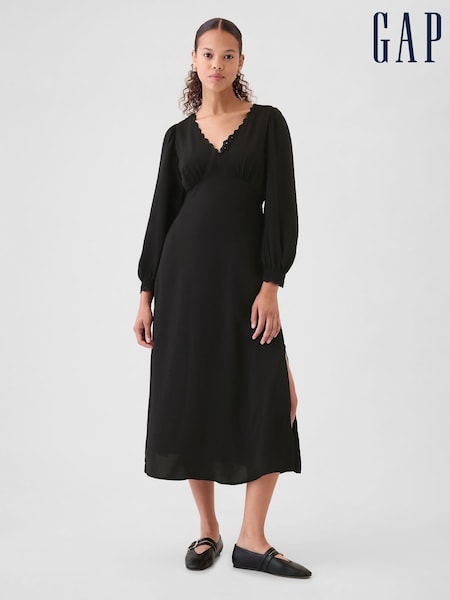 Gap Black Satin Empire Midi Dress (AU3192) | €55.50