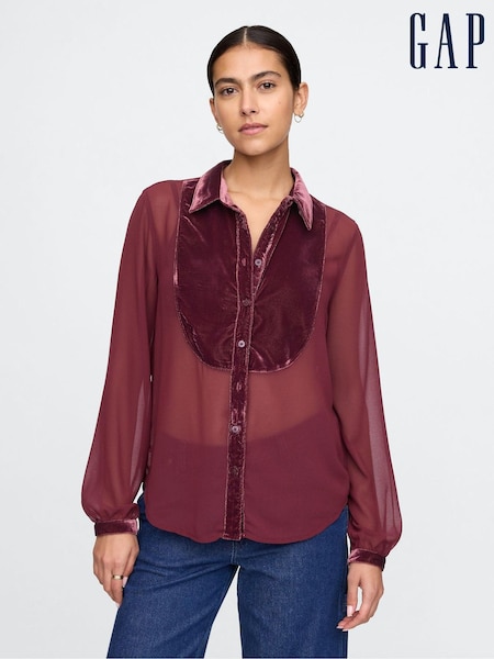Gap Red Classic Velvet Oversized Shirt (AU3193) | €22.50