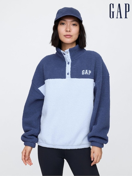 Blauw - Gap sherpa fleecetrui met halve drukknoopsluiting (AU3214) | € 61