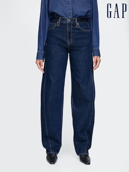 Gap Dark Indigo Blue High Waisted Barrel Jeans (AU3218) | €78