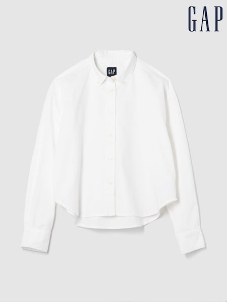 Gap White Organic Cotton Poplin Cropped Oversized Shirt (AU3222) | €59