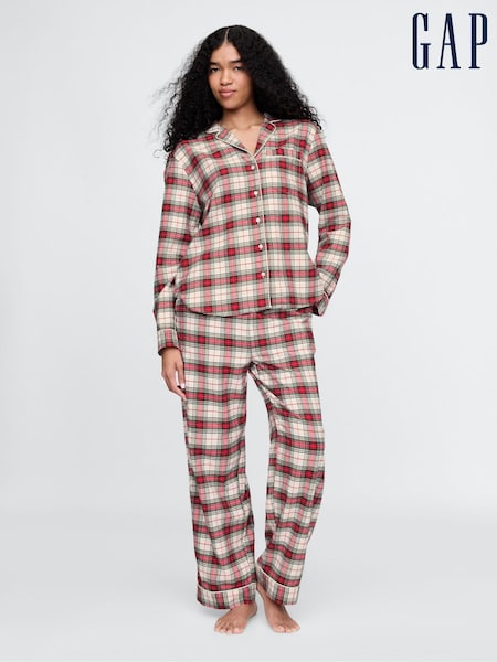 Gap Red Matching Family Christmas 100% Cotton Long Sleeve Flannel Pyjamas (AU3231) | €34