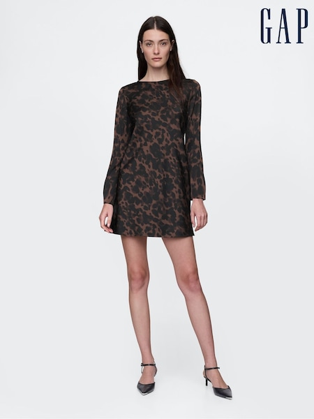 Gap Brown Leopard Print Satin Mini Dress (AU3240) | €66