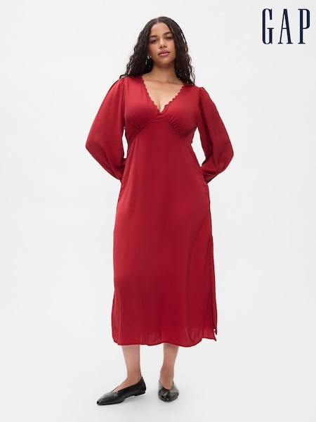Gap Red Satin Empire Midi Dress (AU3266) | €34