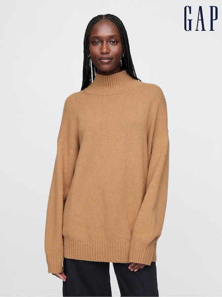 Beige - Gap CashSoft trui met geribde opstaande kraag (AU3279) | € 61