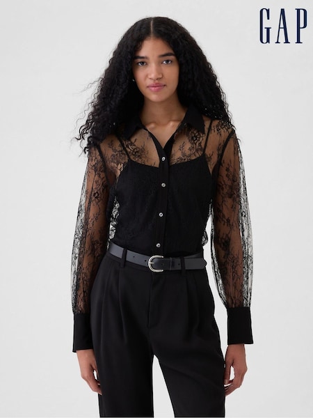 Gap Black Sheer Lace Classic Shirt (AU3293) | €31