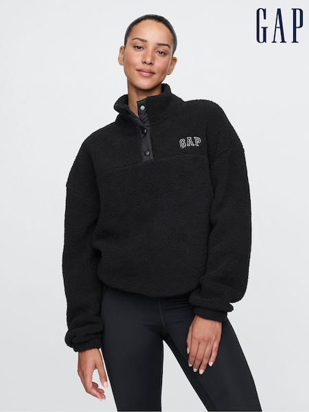 Zwart - Gap sherpa fleecetrui met halve drukknoopsluiting (AU3406) | € 61