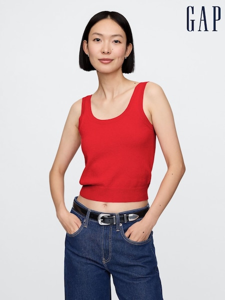 Gap Red CashSoft Leopard Print Cropped Tank Top (AU3411) | €13.50
