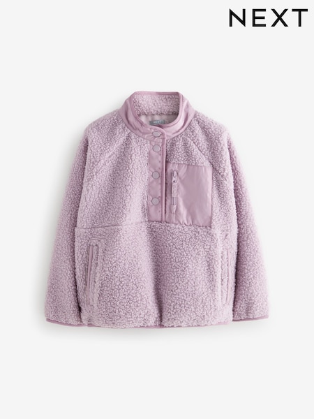 Flieder-Violett - Oberteil mit Knopfleiste aus Teddyfleece (3 – 16 Jahre) (AU3418) | 18 € - 23 €
