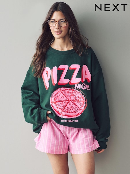 Green Pizza Graphic Sweatshirt (AU3422) | €22