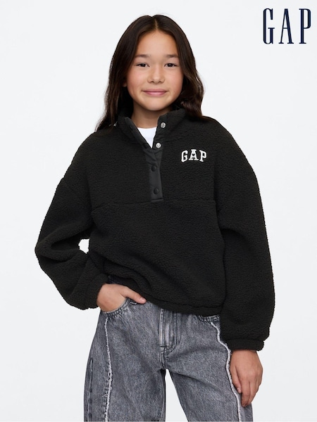 Gap Black Quarter-Snap Sherpa Fleece (4-13yrs) (AU3491) | kr357