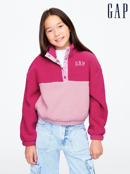 Gap Pink Quarter-Snap Sherpa Fleece (4-13yrs) (AU3495) | kr357