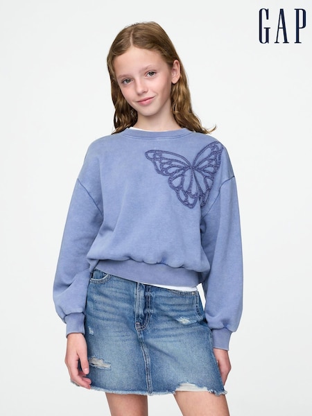 Gap Blue Butterfly Vintage Soft Dolman Sweatshirt (4-13yrs) (AU3497) | €38