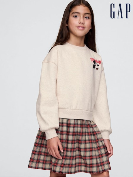 Gap Cream Mickey Mouse Disney 2-in-1 Vintage Soft Sweatshirt Dress (4-13yrs) (AU3516) | €57