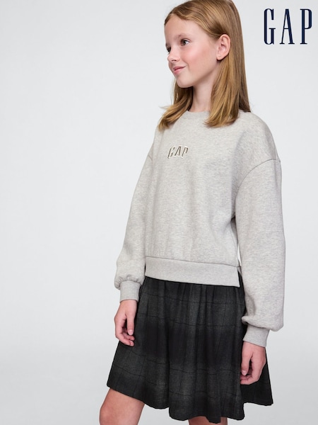 Gap Grey & Black Logo Oversized Vintage Soft Jumper Dress (4-13yrs) (AU3524) | €46