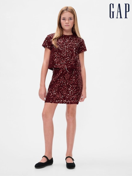 Gap Red Sequin Velvet Mini Skirt (5-13yrs) (AU3528) | €20.50