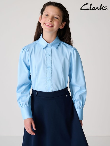 Clarks Blue Girls Fitted Long Sleeve School Shirt (AU3588) | AED70 - AED111