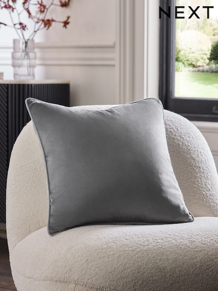 Grey 50 x 50cm Matte Velvet Contrast Pipe Cushion (AU3618) | 49 QAR