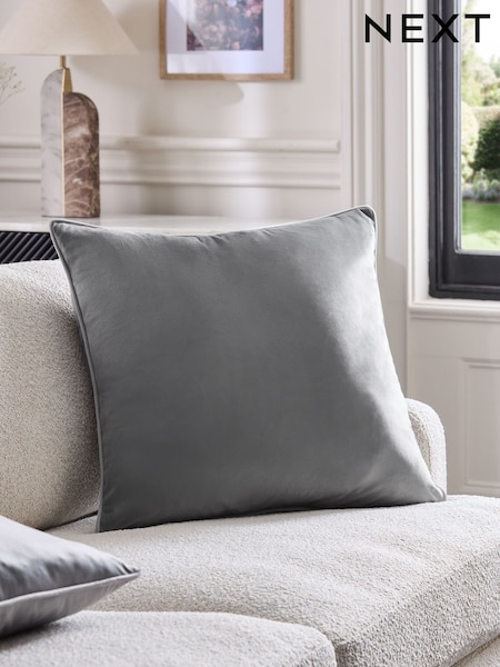 Grey 59 x 59cm Matte Velvet Contrast Pipe Cushion (AU3619) | € 27