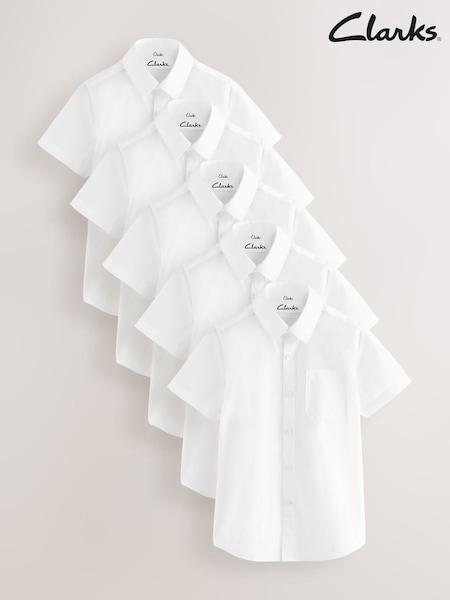 Clarks White Short Sleeve School Shirts 5 Pack (AU3623) | €43 - €56