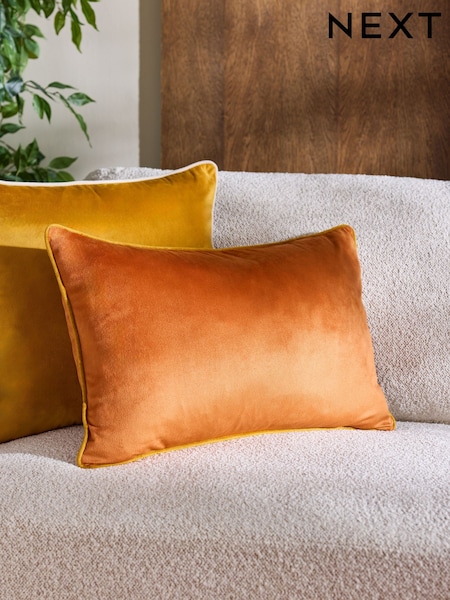 Orange 40 x 59cm Matte Velvet Contrast Pipe Cushion (AU3627) | €18