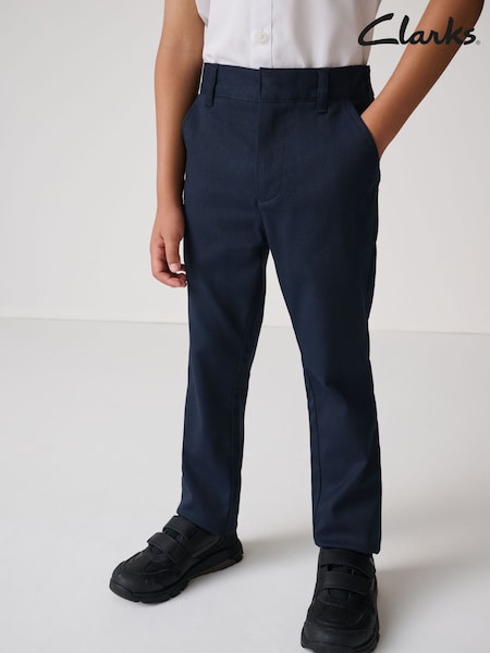 Clarks Navy Slim Fit Boys Fastening School Trousers (AU3634) | €17.50 - €26
