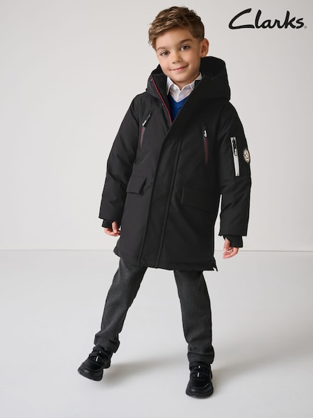 Clarks Black Boys Shower Resistant Padded Tech Coat (AU3638) | €108 - €113