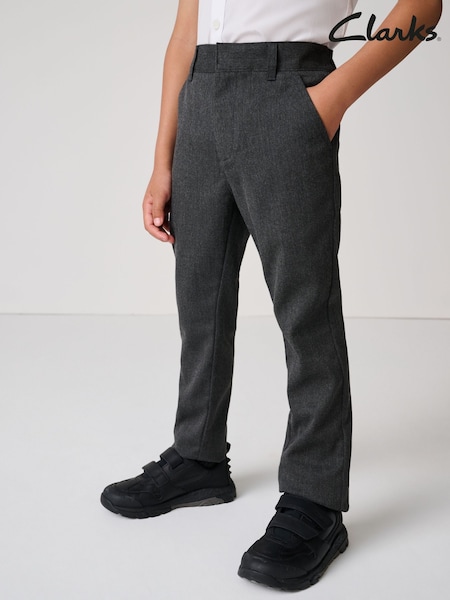 Clarks Grey Slim Fit Boys Fastening School Trousers (AU3641) | €17.50 - €26