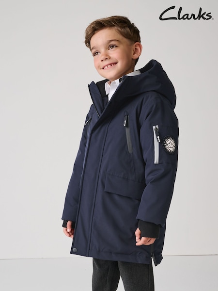 Clarks Navy Boys Shower Resistant Padded Tech Coat (AU3642) | €83 - €87