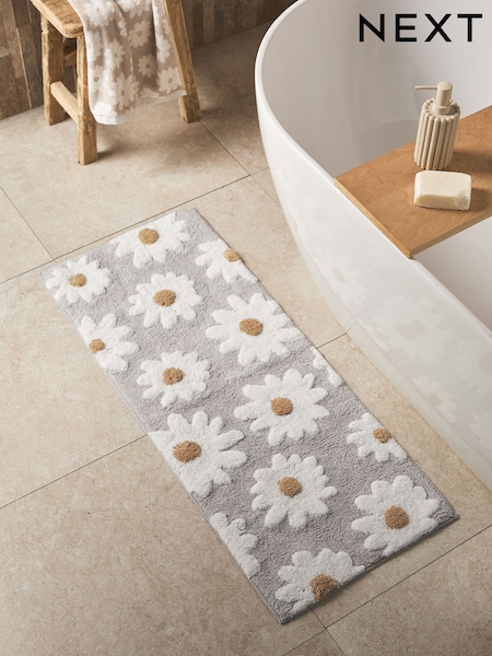 Natural Grey Daisy 100% Cotton Runner Bath Mat (AU3660) | € 17