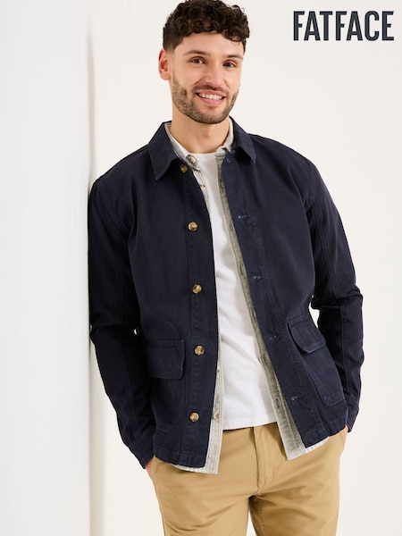 FatFace French Navy Washed Canvas Garment Dye Chore Jacket (AU3667) | €99