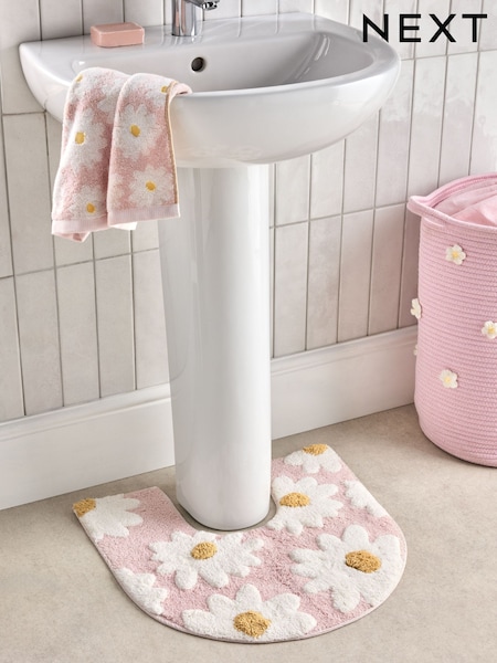 Pink Daisy 100% Cotton Pedestal Mat (AU3697) | $22